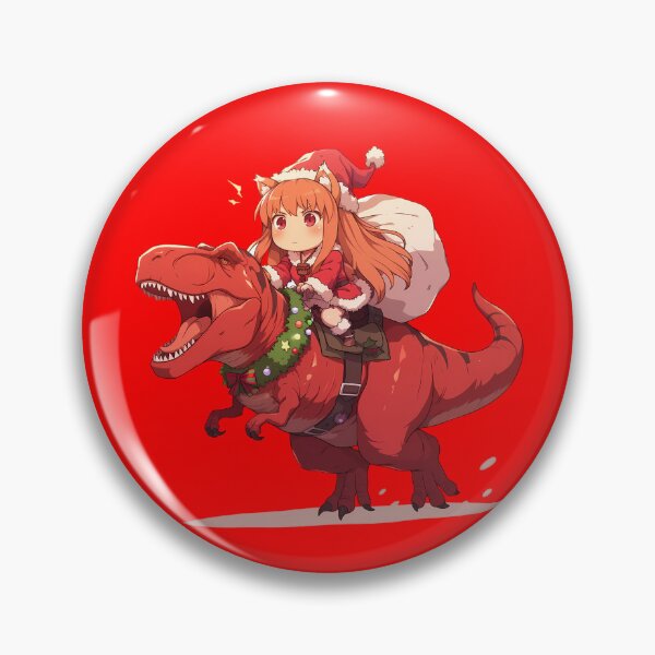 Artikelvorschau, Holo Weihnachten Dinosaurier Fahrt Spice und Wolf Anime Chibi entworfen und verkauft von TorbenKuhano.