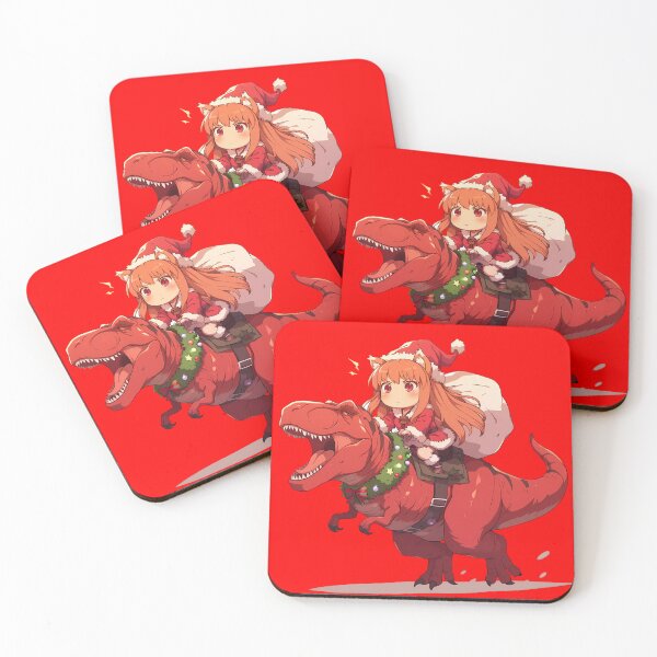 Item preview, Holo Christmas Dinosaur Ride Spice And Wolf Anime Chibi designed and sold by TorbenKuhano.
