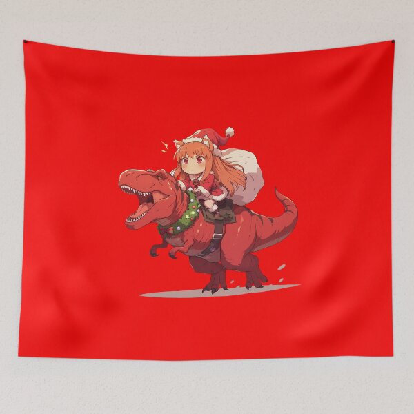 Item preview, Holo Christmas Dinosaur Ride Spice And Wolf Anime Chibi designed and sold by TorbenKuhano.