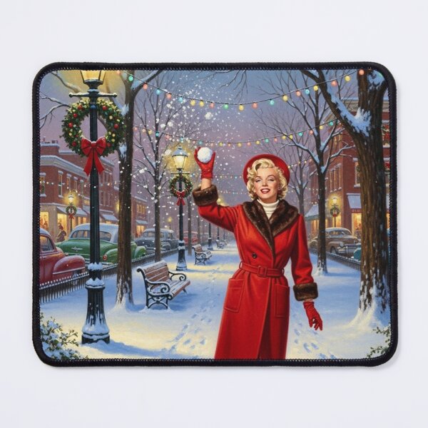 Item preview, Marilyn Monroe's Red Coat Christmas: Snowy Snowball Fun in 1950s Town | Hollywood Holidays designed and sold by Art's Diner.