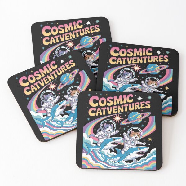 Item preview, Cats Riding Sharks in Space Galaxy Rainbow  designed and sold by NeomiStoreSS.