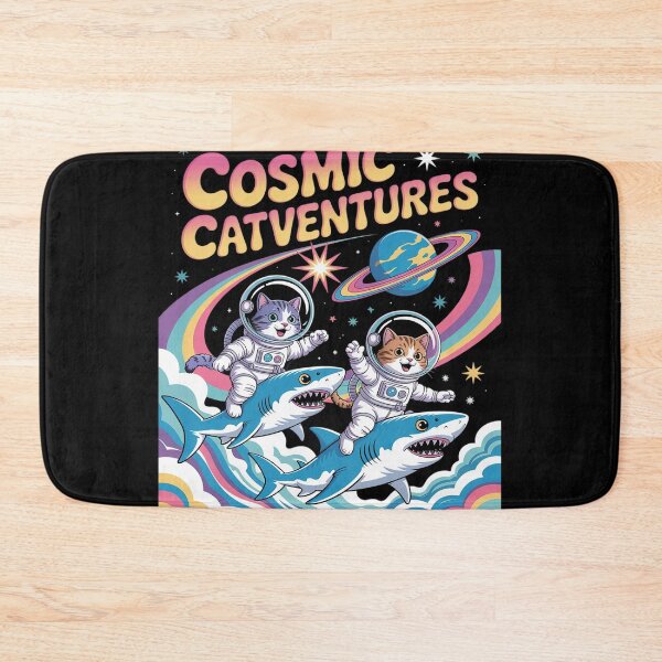 Item preview, Cats Riding Sharks in Space Galaxy Rainbow  designed and sold by NeomiStoreSS.