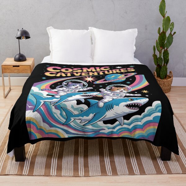 Item preview, Cats Riding Sharks in Space Galaxy Rainbow  designed and sold by NeomiStoreSS.
