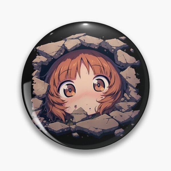 Item preview, Miho Nishizumi Girls Und Panzer Anime Chibi Peeking Cracked Wall Cute Scene designed and sold by TorbenKuhano.
