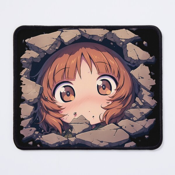 Item preview, Miho Nishizumi Girls Und Panzer Anime Chibi Peeking Cracked Wall Cute Scene designed and sold by TorbenKuhano.