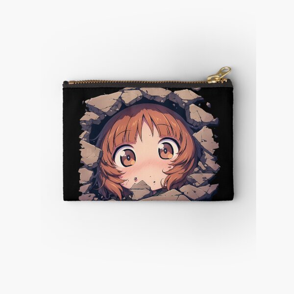 Item preview, Miho Nishizumi Girls Und Panzer Anime Chibi Peeking Cracked Wall Cute Scene designed and sold by TorbenKuhano.