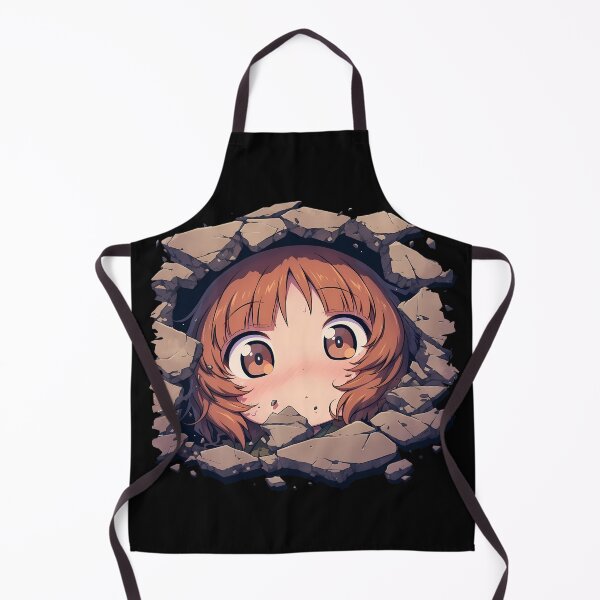 Item preview, Miho Nishizumi Girls Und Panzer Anime Chibi Peeking Cracked Wall Cute Scene designed and sold by TorbenKuhano.
