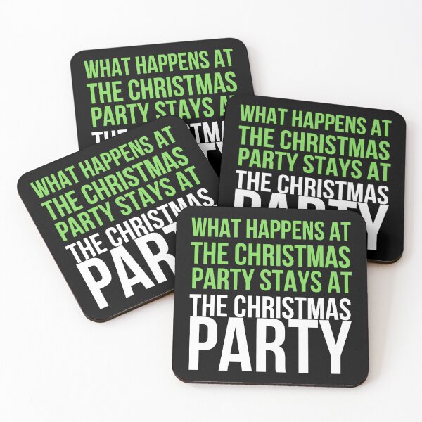 Item preview, What Happens at the Christmas Party Funny Holiday Quote Design designed and sold by Maryna_Reine.