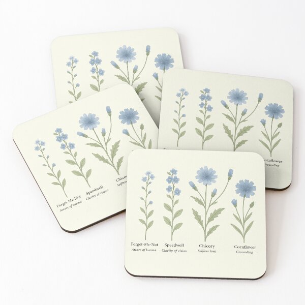 Item preview, Blue Collection — Forget-Me-Not, Speedwell, Chicory, Cornflower Botanical Study designed and sold by Loving Nature Gifts.