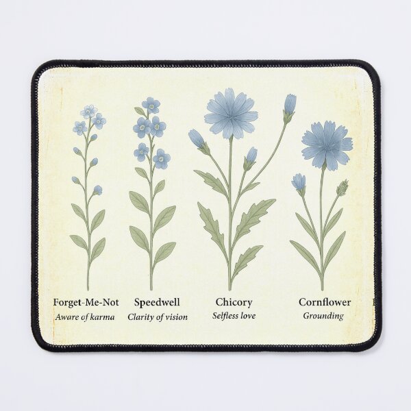 Item preview, Blue Collection — Forget-Me-Not, Speedwell, Chicory, Cornflower Botanical Study designed and sold by Loving Nature Gifts.