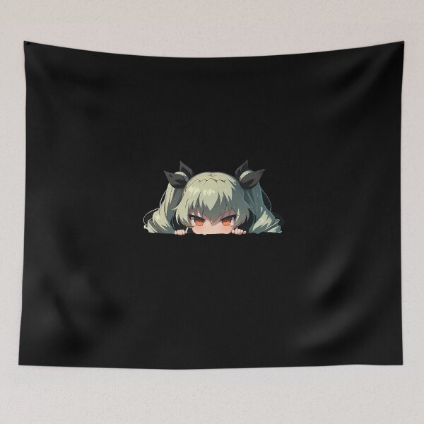 Item preview, Anchovy Girls Und Panzer Anime Chibi Peeking Low Brick Edge Fiery Stare designed and sold by TorbenKuhano.