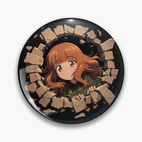 Item preview,  Saori Takebe Girls Und Panzer Anime Chibi Peeking Circular Rubble Playful Mood designed and sold by TorbenKuhano.