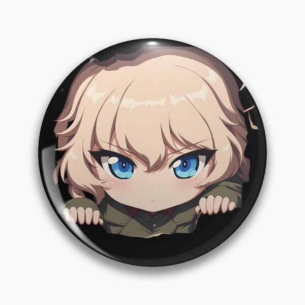 Item preview, Katyusha Girls Und Panzer Anime Chibi Tiny Commander Peeking Broken Wall designed and sold by TorbenKuhano.