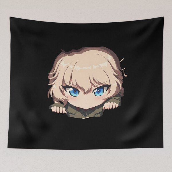 Item preview, Katyusha Girls Und Panzer Anime Chibi Tiny Commander Peeking Broken Wall designed and sold by TorbenKuhano.
