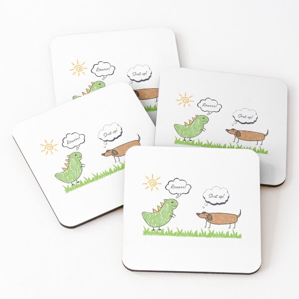 Item preview, Funny Dog Meets Dinosaur-Cute Cartoon Dino & PuppyDesign designed and sold by YourPrintVerse.