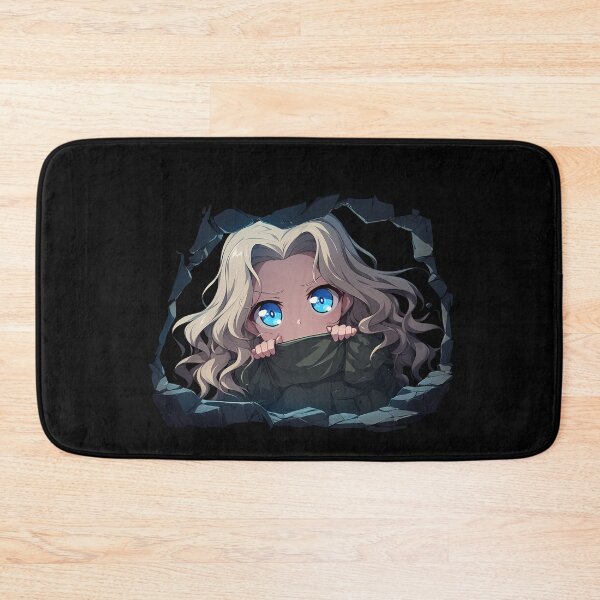 Artikelvorschau, Kay Girls und Panzer Anime Chibi späht über Ziegelkante leuchtend blaue Augen entworfen und verkauft von TorbenKuhano.