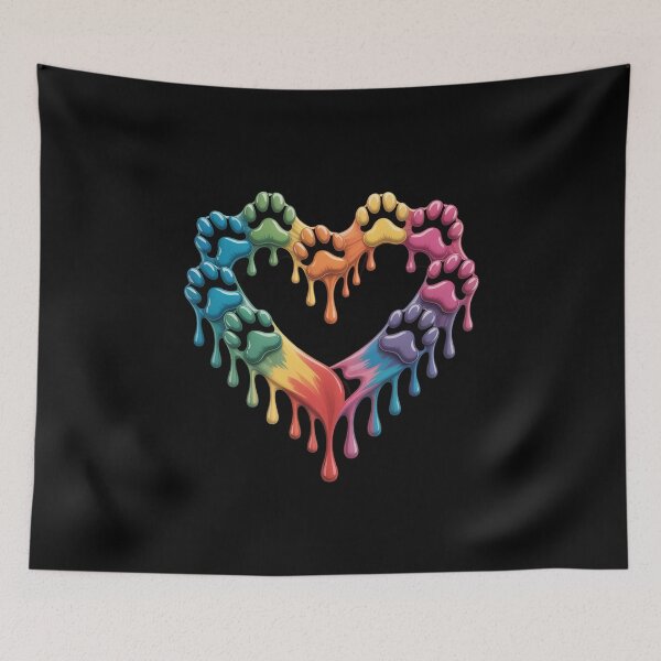 Item preview, colorful dog paw heart print Watercolors Painting Heart Dogs  designed and sold by NeomiStoreSS.