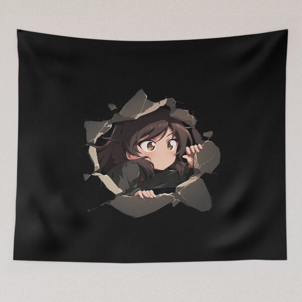 Item preview, Shiho Nishizumi Girls Und Panzer Anime Chibi Peeking Through Broken Wall designed and sold by TorbenKuhano.