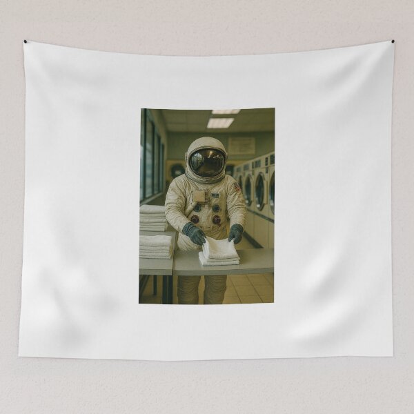Item preview, Astronaut Folding Towels in a Laundromat  designed and sold by Halifaxartguy.