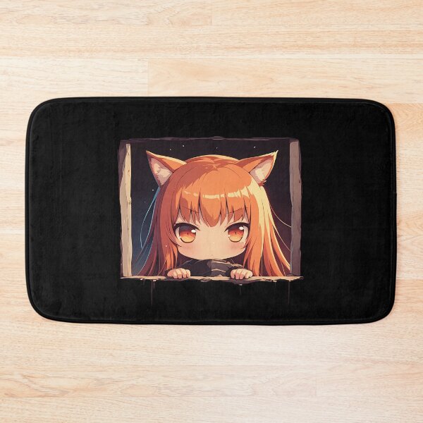 Item preview, Holo Spice And Wolf Anime Chibi Peeking Fox Girl At Night Scene designed and sold by TorbenKuhano.