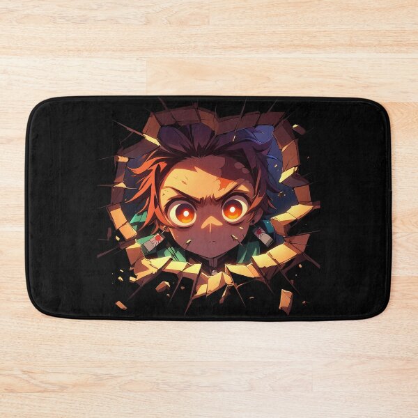 Item preview, Tanjiro Kamado Demon Slayer Anime Chibi Peeking Through Wall Fiery Eyes designed and sold by TorbenKuhano.