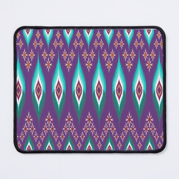 Item preview, Flowers and green leaves on purple background ikat style designed and sold by Muemai88.