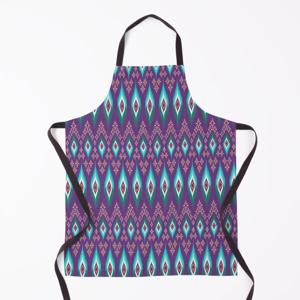 Item preview, Flowers and green leaves on purple background ikat style designed and sold by Muemai88.