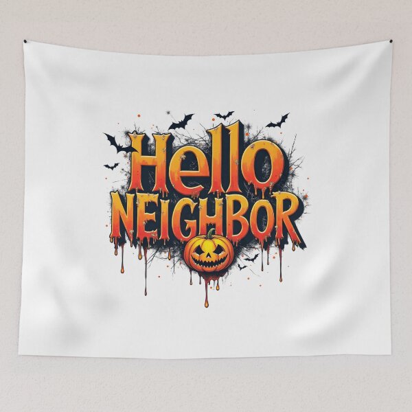 Item preview, Hello Neighbor Halloween T-Shirt | Creepy Dripping Letters & Pumpkin Horror Design designed and sold by relso.