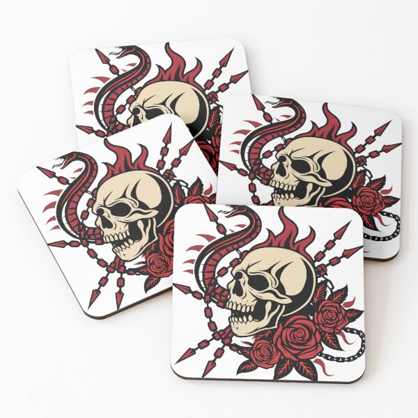 Item preview, Snakes Rose Flaming Skull Illustration designed and sold by AL AMIN.