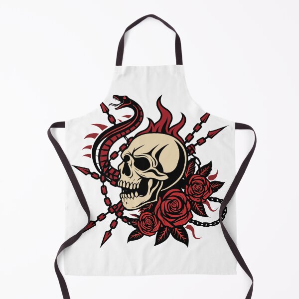 Item preview, Snakes Rose Flaming Skull Illustration designed and sold by AL AMIN.