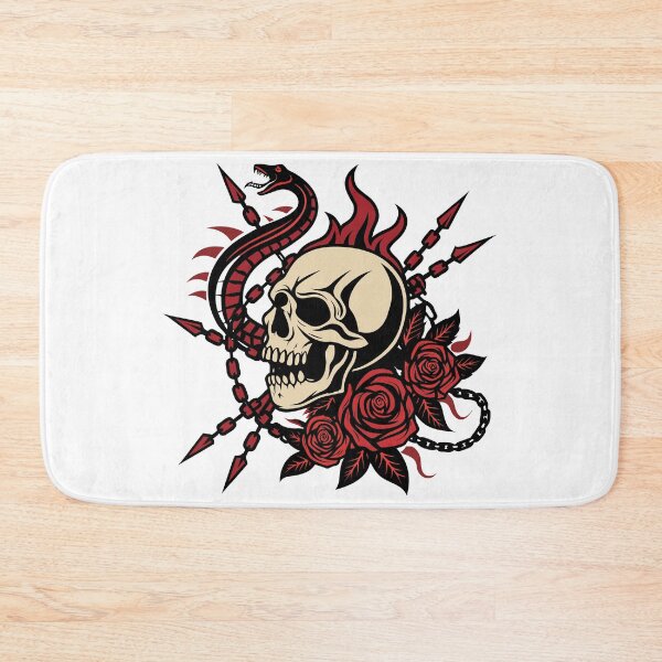 Item preview, Snakes Rose Flaming Skull Illustration designed and sold by AL AMIN.