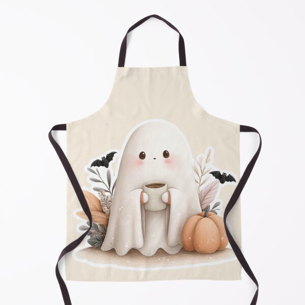 Item preview, Cozy Cute Ghost with Pumpkin and Coffee — Pastel Halloween Aesthetic designed and sold by Inkora-Art.