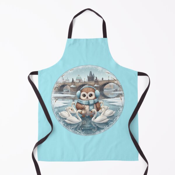 Item preview, Kawaii Owl & Swans • Vltava Charles Bridge Winter Prague designed and sold by FixwellStudio.
