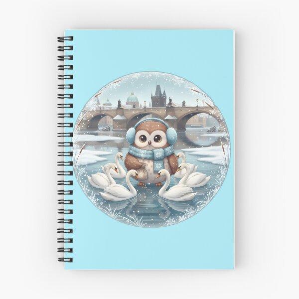 Item preview, Kawaii Owl & Swans • Vltava Charles Bridge Winter Prague  designed and sold by FixwellStudio.
