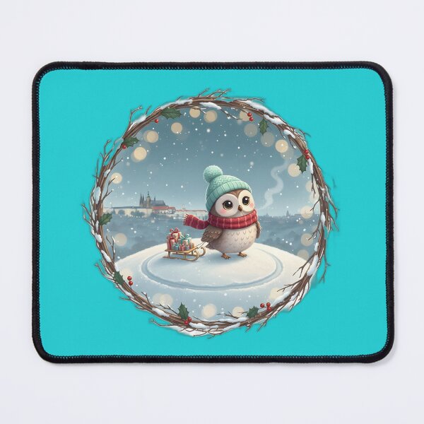 Item preview, Kawaii Owl Sledding • Letná Park Prague Castle Winter designed and sold by FixwellStudio.