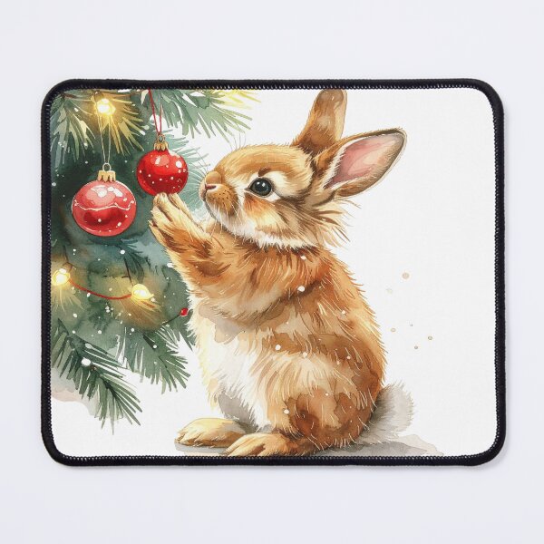 Item preview, Brown lionhead rabbit stands under the Christmas tree, Christmas tree ball designed and sold by LiskoDesign.