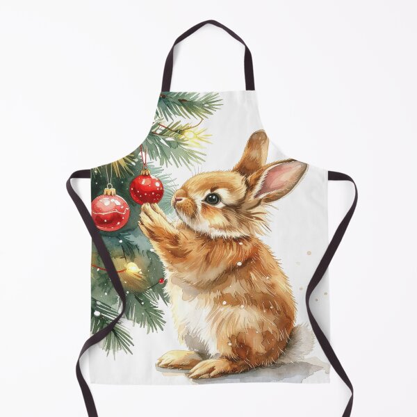 Item preview, Brown lionhead rabbit stands under the Christmas tree, Christmas tree ball designed and sold by LiskoDesign.