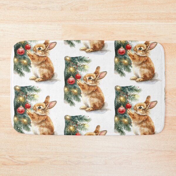 Item preview, Brown lionhead rabbit stands under the Christmas tree, Christmas tree ball designed and sold by LiskoDesign.