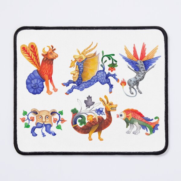 Item preview, Watercolor creatures of a medieval bestiary designed and sold by Ekaterina Glazkova.