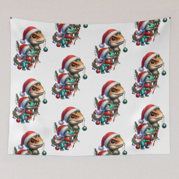 Item preview, Cute dinosaurs with christmas decorations, fantasy fun designed and sold by LoneAngel.
