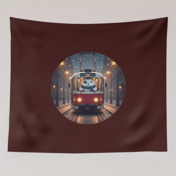 Item preview, Kawaii Owl Sledding • Letná Park Prague Castle Winter designed and sold by FixwellStudio.