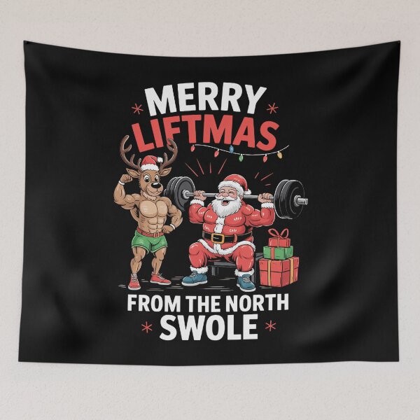 Item preview, Merry Xmas Muscle Santa Weightlifting designed and sold by WalshDrawnLaugh.