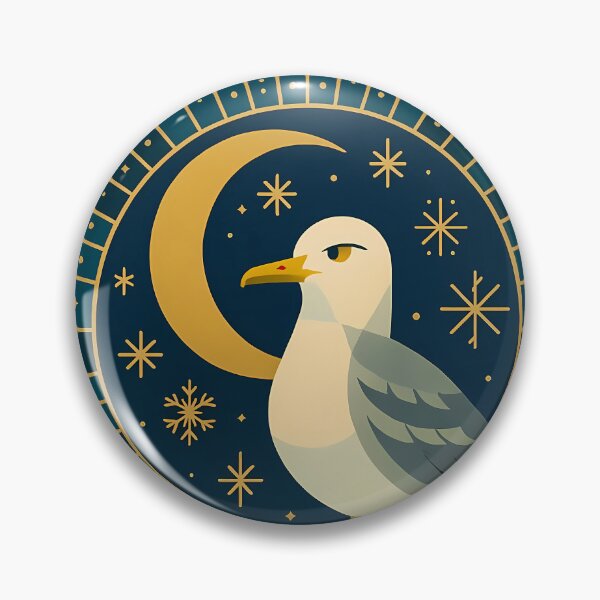 Item preview, Seagull on Rooftop with Clock - Art Deco Christmas Midnight designed and sold by White-Camel.