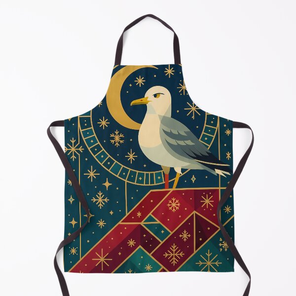 Item preview, Seagull on Rooftop with Clock - Art Deco Christmas Midnight designed and sold by White-Camel.
