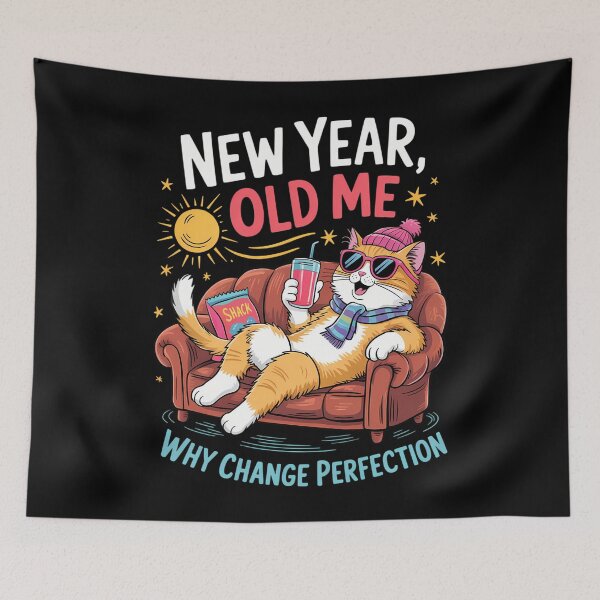Item preview, New Year Funny Humor Cat designed and sold by WalshDrawnLaugh.