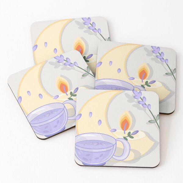 Item preview, Moon Candle and Lavender Tea — Cozy Night Illustration designed and sold by CheriTanya.