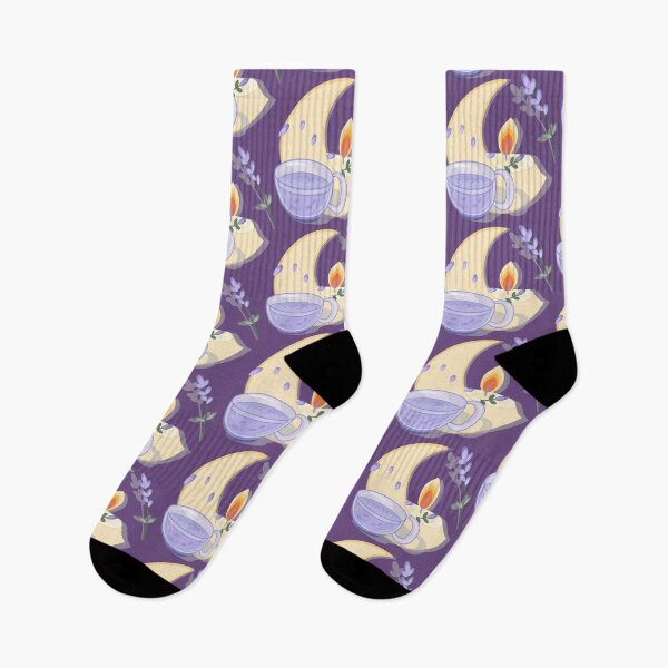 Item preview, Moon Candle and Lavender Tea — Cozy Night Illustration designed and sold by CheriTanya.