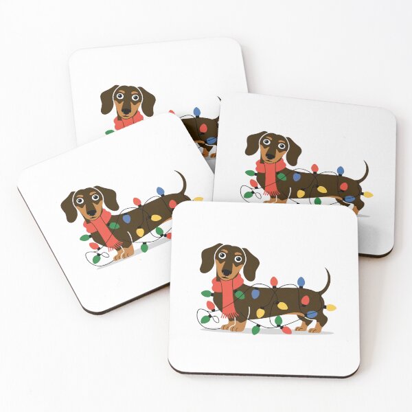 Item preview, dachshund in Christmas lights designed and sold by jkrphoto.