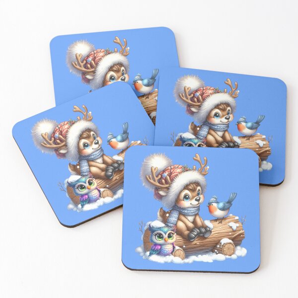 Item preview, christmas reindeer with birdy friends, fantasy fun designed and sold by LoneAngel.