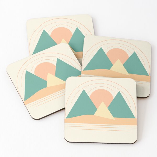 Item preview, Minimalist Geometric Sunrise with Triangular Mountains designed and sold by The Eva Creation .